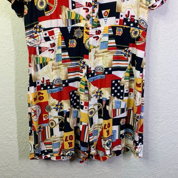C.A. SPORT Romper M/L‎ Vintage Nautical Sail Boat Sailing Button Front Pockets - Picture 6 of 12